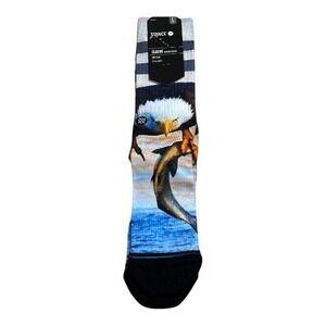 Stance Classic Crew Eddy Eagle Fishing Men's Socks Size L Large 9-12 Poly Blend